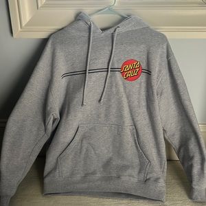 Santa Cruz Hoodie Sweatshirt Gray Heather Emblem